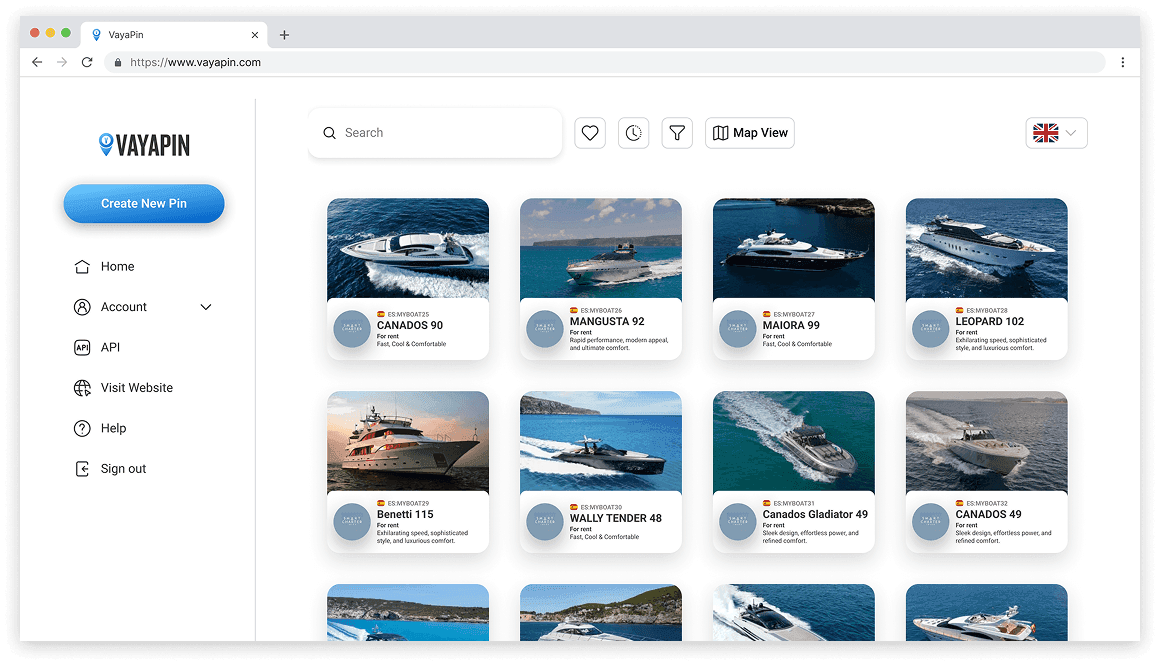 VayaPin dashboard